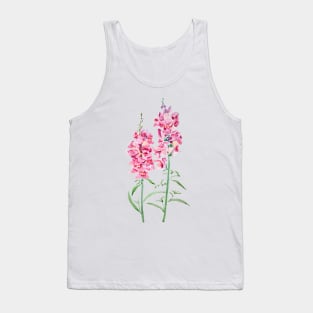 2 pink snapdragon flowers  watercolor painting Tank Top